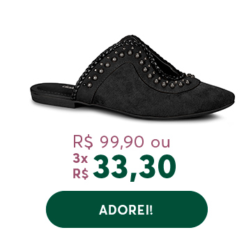 Mule Bico Fino Trança Preto
